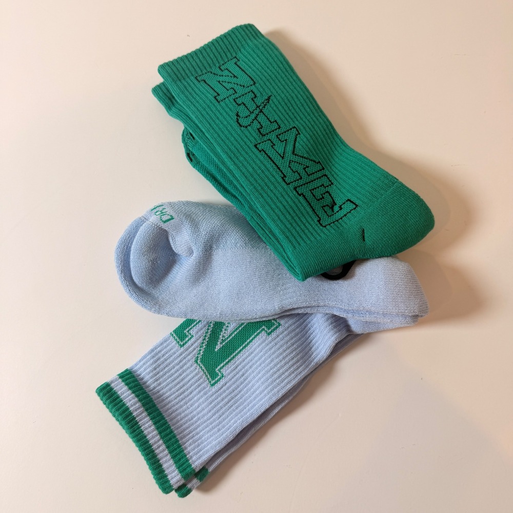 Nike Everyday Plus Cushioned Crew Socks 2 Pair Set Green Blue Dri-FIT Medium